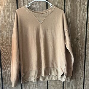 Sonoma Womens Tan Crewneck Sweatshirt Size Medium